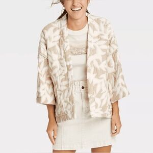 Universal Thread quilted tan short sleeve kimono natural lagenlook One Size